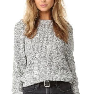 Free People Electric City Marled Sweater Black & White Cotton Pullover Women M